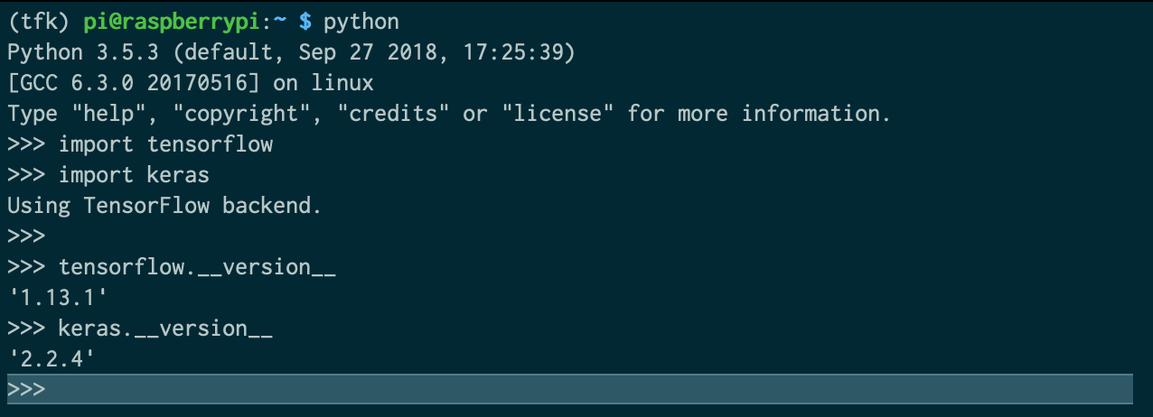 Tensorflow and Keras on Raspberry Pi